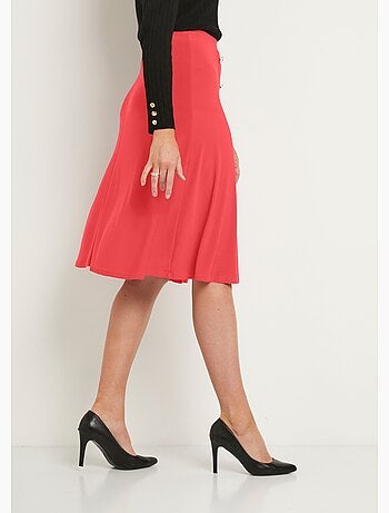 Falda evasé midi de punto liso con puente - Afibel