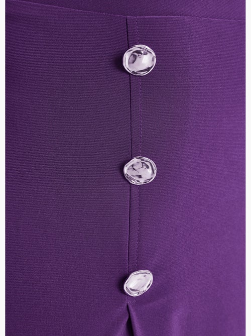 Falda evasé midi de punto liso con puente - Afibel - Kiabi