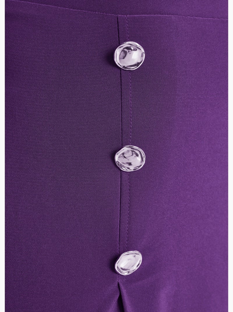 Falda evasé midi de punto liso con puente - Afibel Violeta - Kiabi