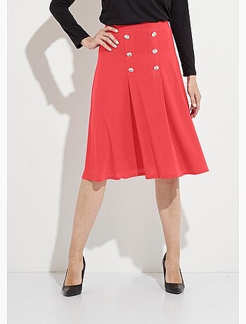 Falda evasé midi de punto liso con puente