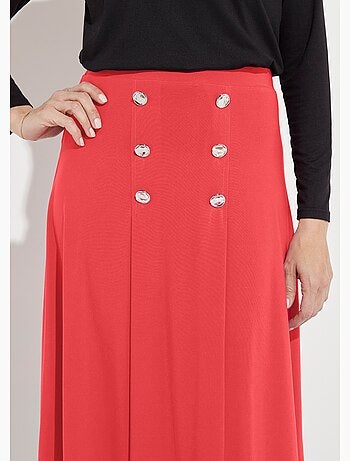 Falda evasé midi de punto liso con puente