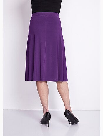 Falda evasé midi de punto liso con puente