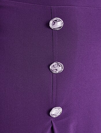 Falda evasé midi de punto liso con puente