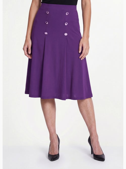 Falda evasé midi de punto liso con puente - Kiabi