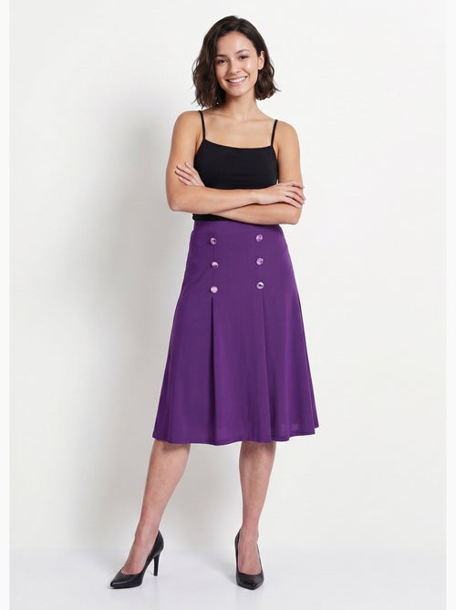 Falda evasé midi de punto liso con puente - Kiabi