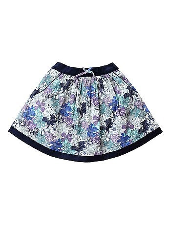 Falda Floral Azul Marino y Lila para Niña | LILOU