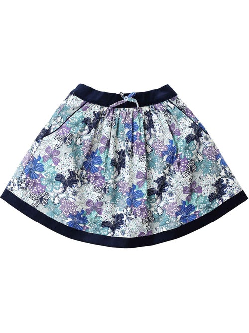 Falda Floral Azul Marino y Lila para Niña | LILOU - Kiabi