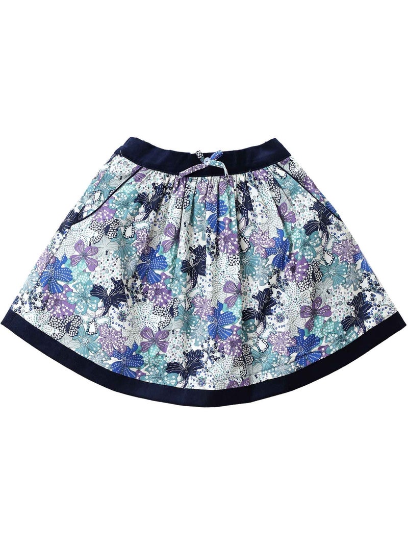 Falda Floral Azul Marino y Lila para Niña | LILOU Azul Violeta Azul - Kiabi