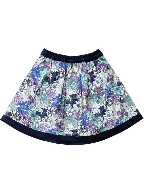 Falda Floral Azul Marino y Lila para Niña | LILOU - Kiabi