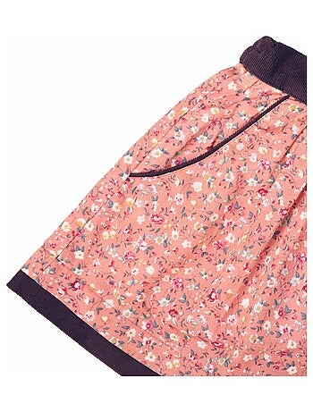 Falda Floral para Niña | Algodón Rosa Albaricoque | LILOU