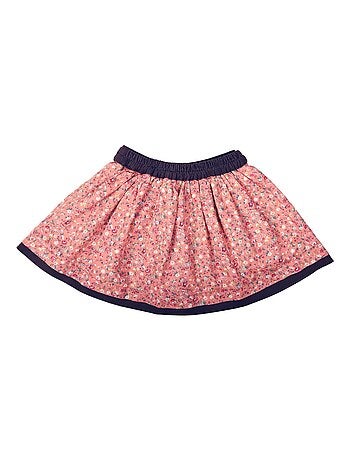 Falda Floral para Niña | Algodón Rosa Albaricoque | LILOU