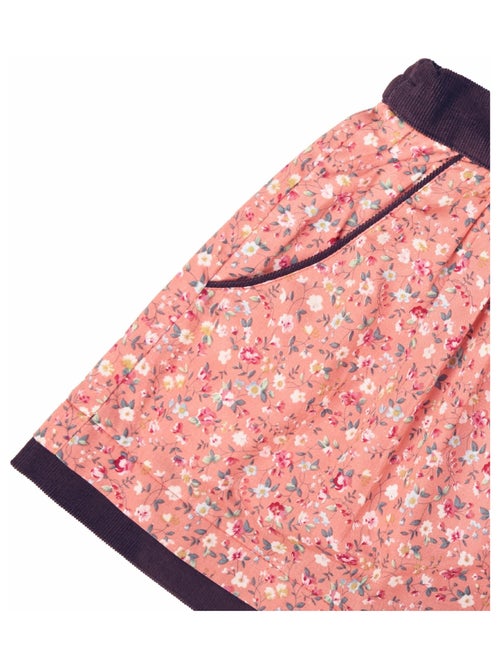 Falda Floral para Niña | Algodón Rosa Albaricoque | LILOU - Kiabi