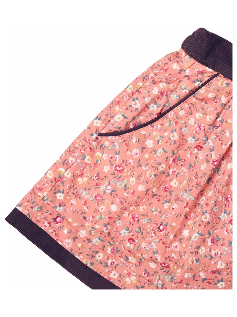 Falda Floral para Niña | Algodón Rosa Albaricoque | LILOU Rosa salmón - Kiabi