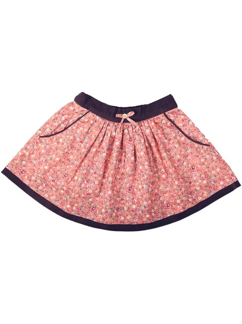 Falda Floral para Niña | Algodón Rosa Albaricoque | LILOU - Kiabi