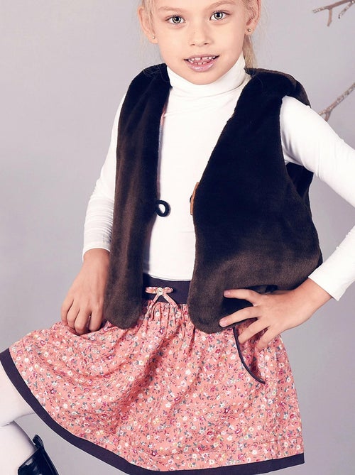 Falda Floral para Niña | Algodón Rosa Albaricoque | LILOU - Kiabi