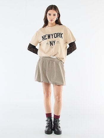 Falda globo a cuadros