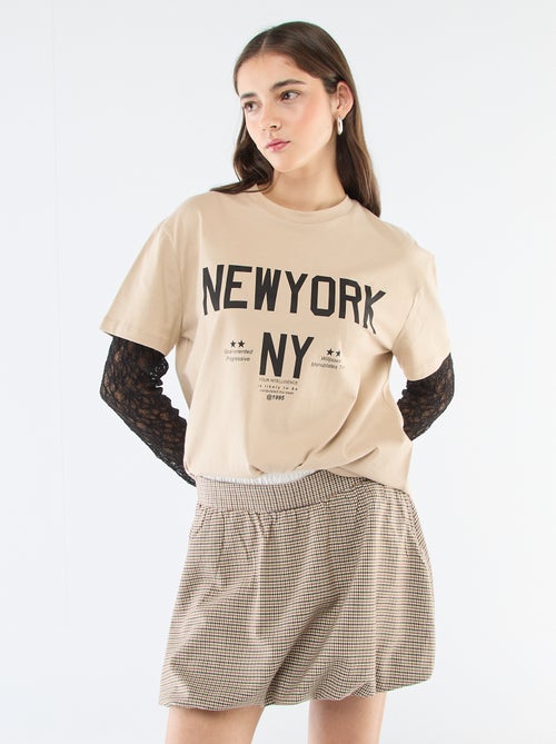 Falda globo a cuadros - Kiabi