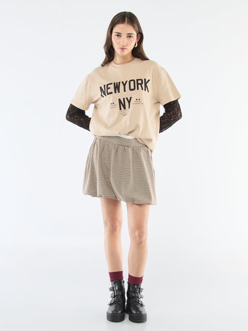 Falda globo a cuadros - Kiabi