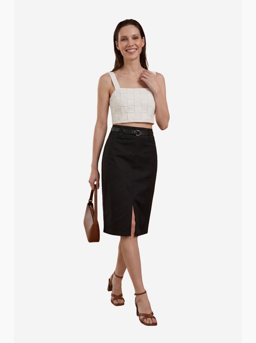 Falda lápiz midi de tiro alto con abertura my fashion - Kiabi