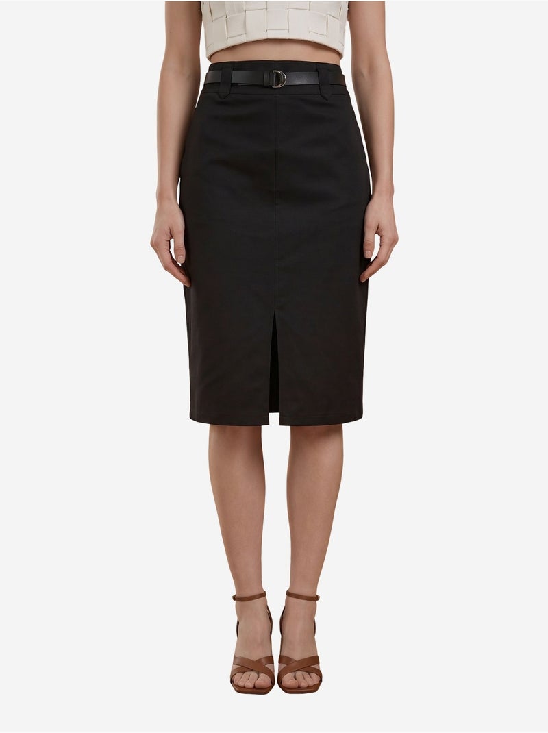 Falda lápiz midi de tiro alto con abertura my fashion Negro - Kiabi