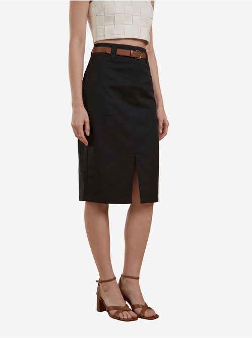 Falda lápiz midi de tiro alto con abertura my fashion - Kiabi