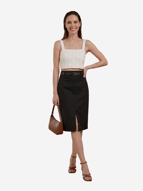 Falda lápiz midi de tiro alto con abertura my fashion - Kiabi