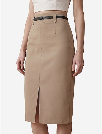 Falda lápiz midi de tiro alto con abertura my fashion