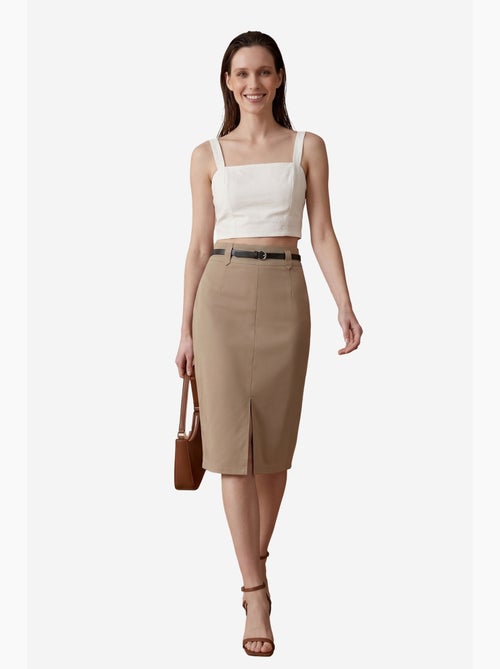 Falda lápiz midi de tiro alto con abertura my fashion - Kiabi