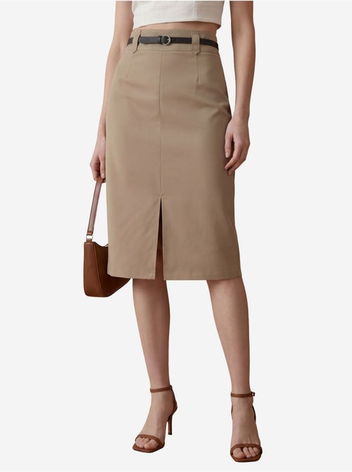 Falda lápiz midi de tiro alto con abertura my fashion - Kiabi