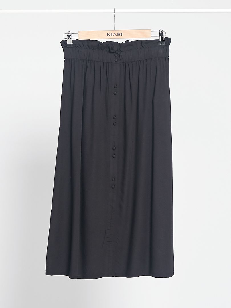Falda larga abotonada Negro - Kiabi