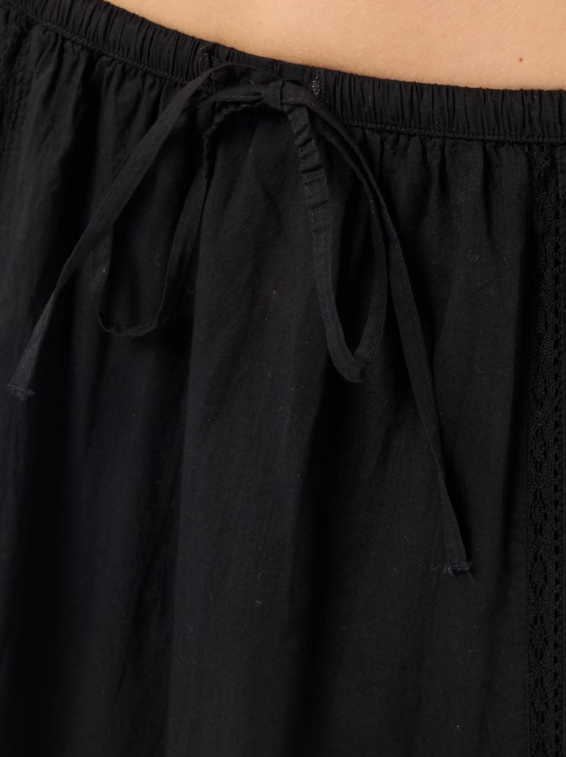 Falda larga acampanada con macramé Negro - Kiabi