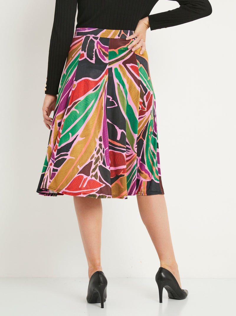 Falda larga acampanada de punto fluido estampado - Afibel Multicolor - Kiabi