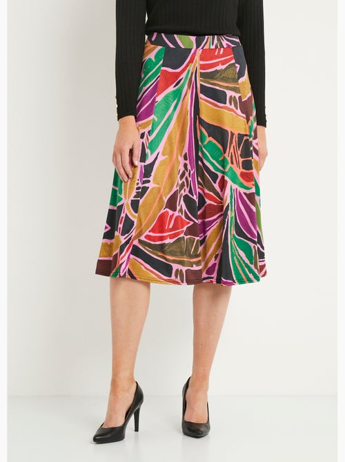 Falda larga acampanada de punto fluido estampado - Kiabi