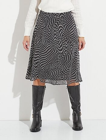 Falda larga acampanada de voile gráfico - Afibel