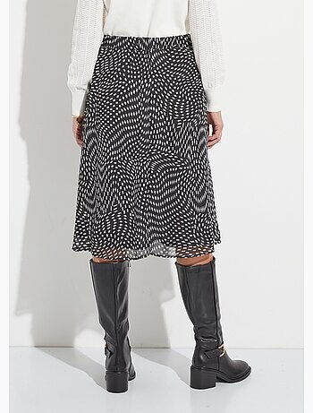 Falda larga acampanada de voile gráfico - Afibel
