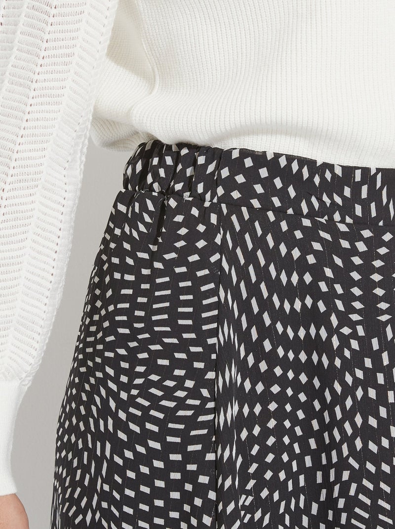 Falda larga acampanada de voile gráfico - Afibel Negro Blanco - Kiabi