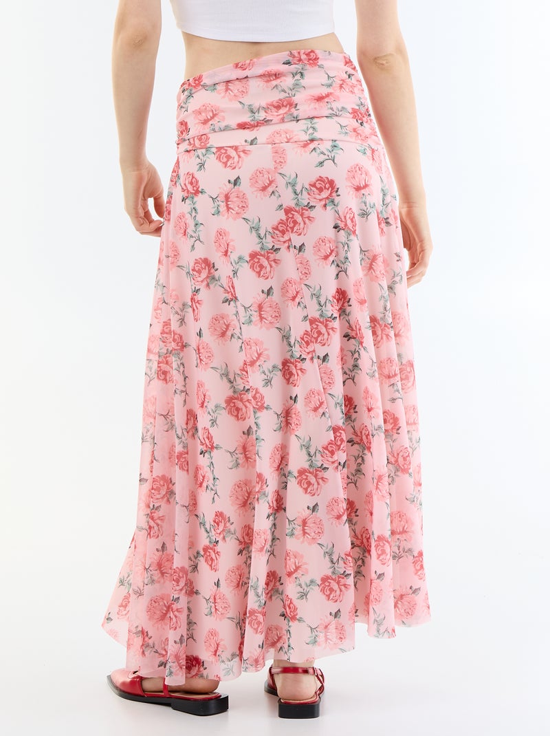 Falda larga acampanada floral Rosa - Kiabi