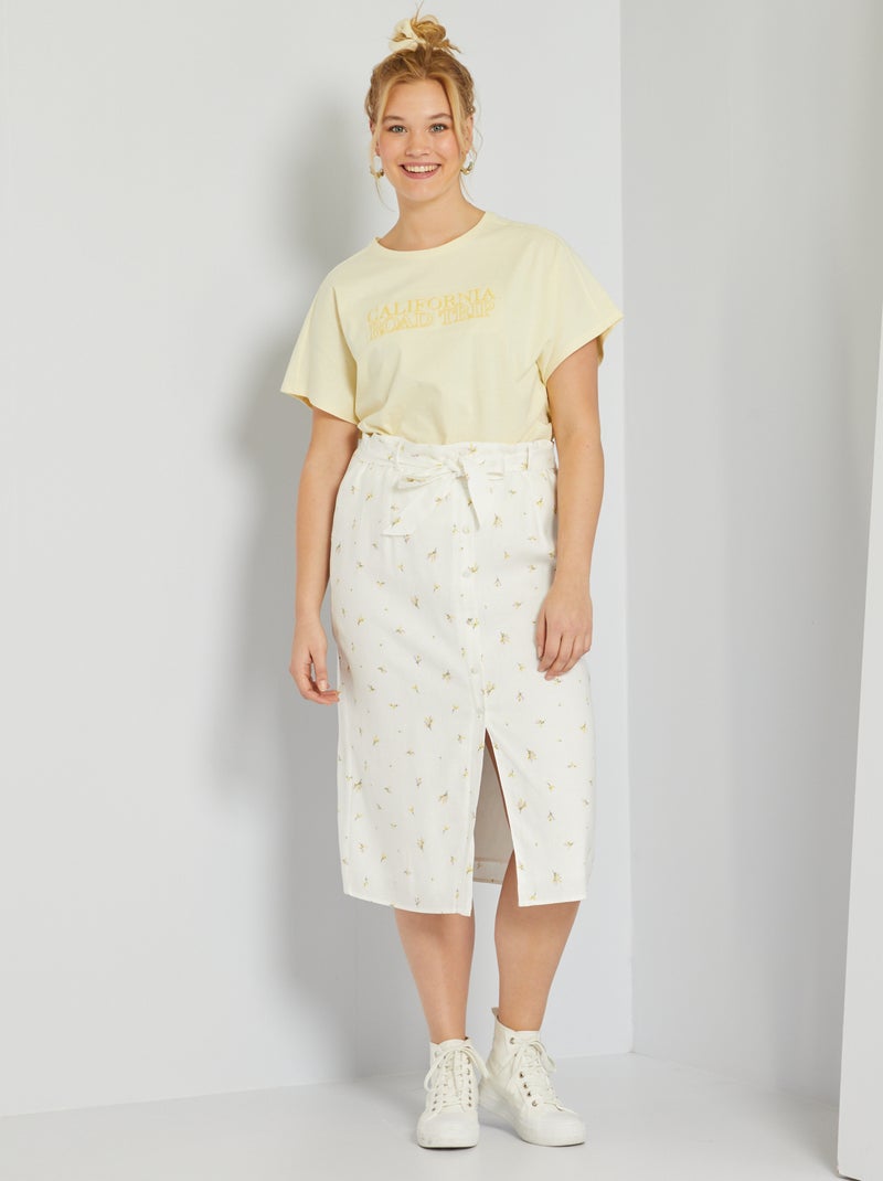 Falda larga con estampado de flores BLANCO - Kiabi