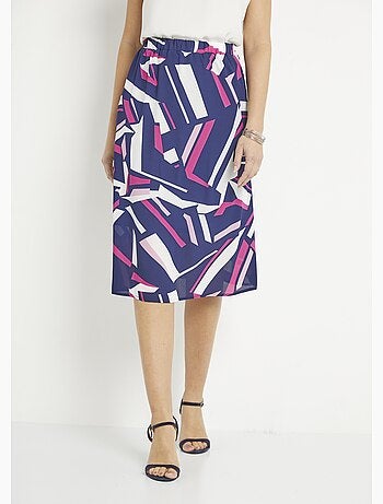 Falda larga con estampado gráfico y cinturón elástico - Afibel