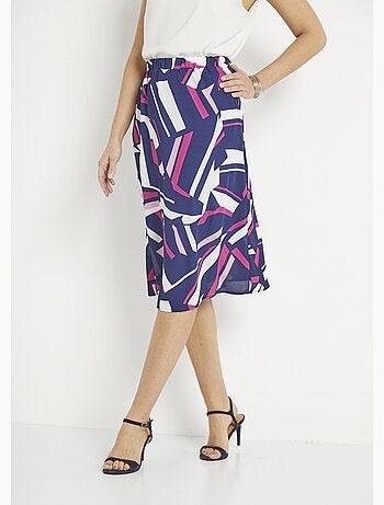 Falda larga con estampado gráfico y cinturón elástico - Afibel