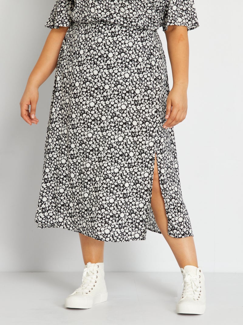 Falda larga con estampado NEGRO - Kiabi