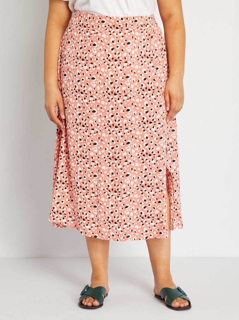 Falda larga con estampado ROSA - Kiabi