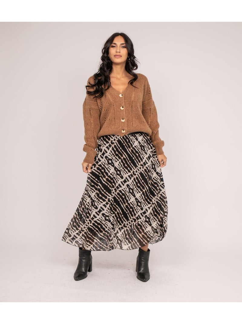 Falda larga con motivos XOMALIA Negro - Kiabi
