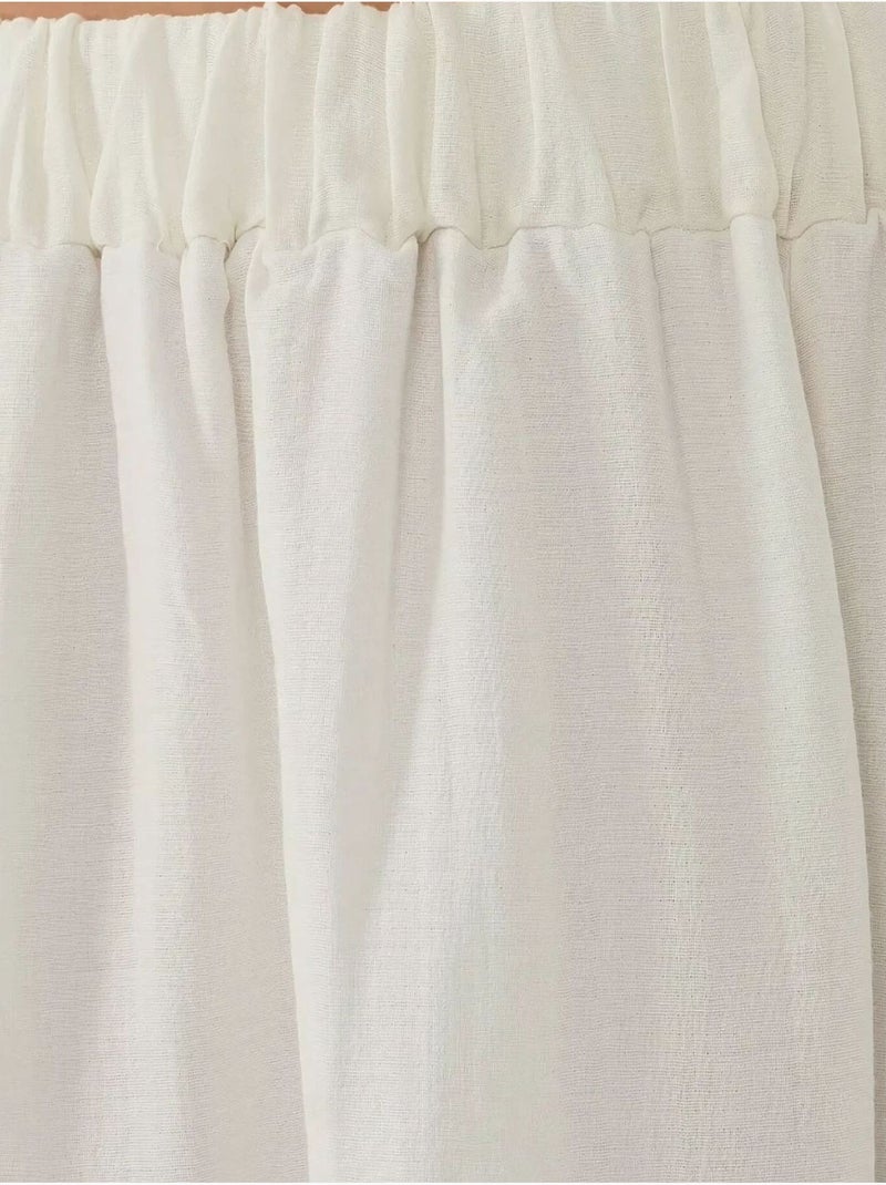 Falda larga de cintura alta con forma de A y abertura Blanco - Kiabi