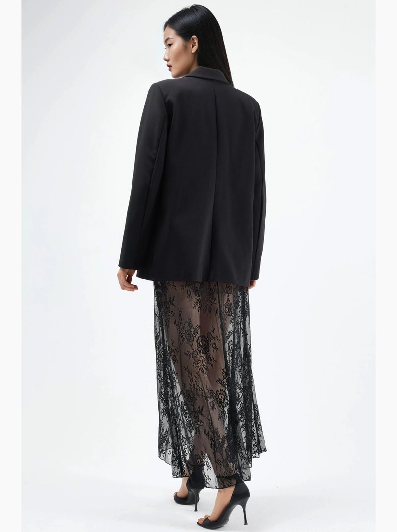 Falda larga de encaje con cintura alta hiccup Negro - Kiabi