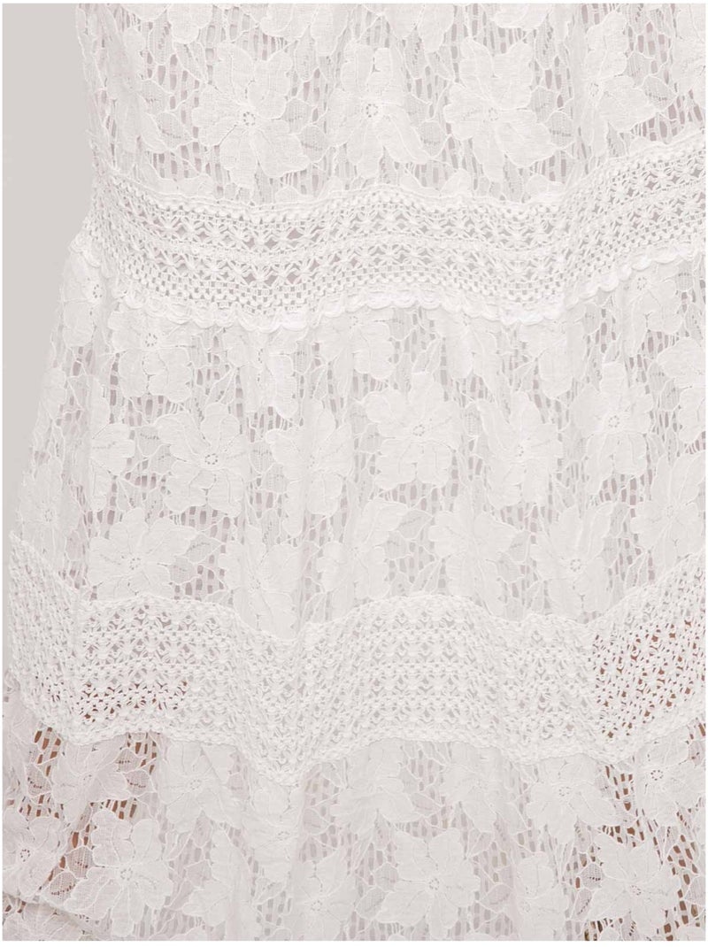 Falda larga de encaje XESTINA Blanco - Kiabi