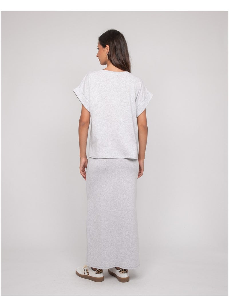 Falda larga de felpa XIVELA Gris - Kiabi