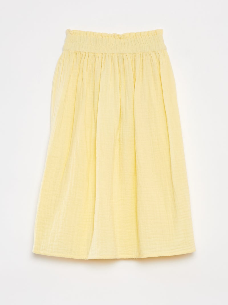 Falda larga de gasa de algodón AMARILLO - Kiabi