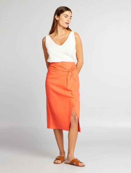 Falda larga de lino - Kiabi