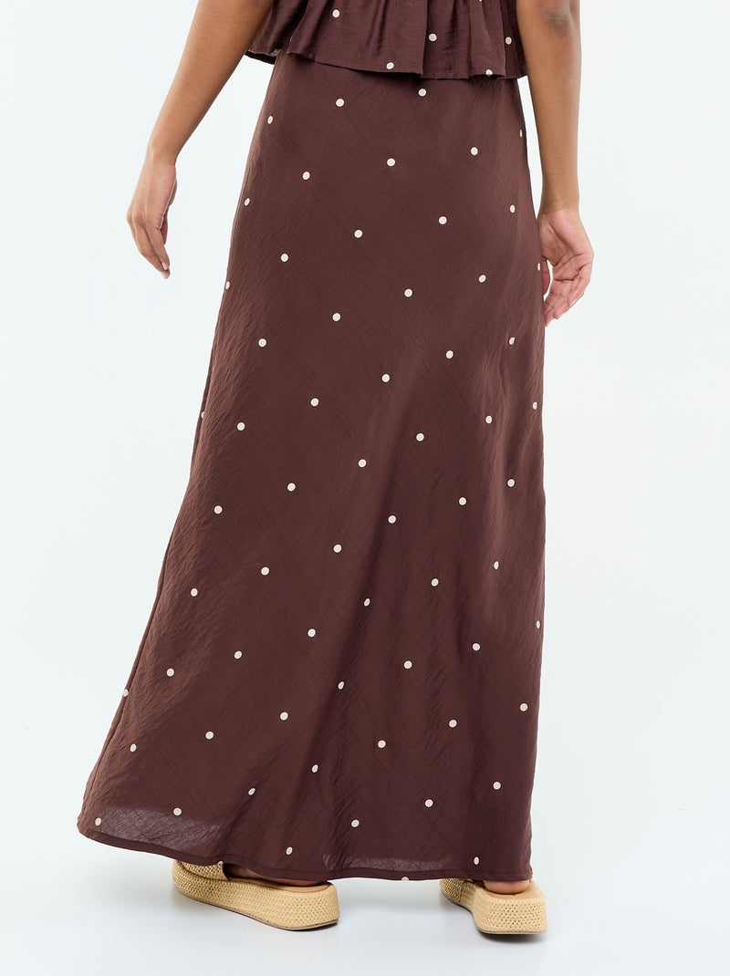 Falda larga de lunares Marron - Kiabi